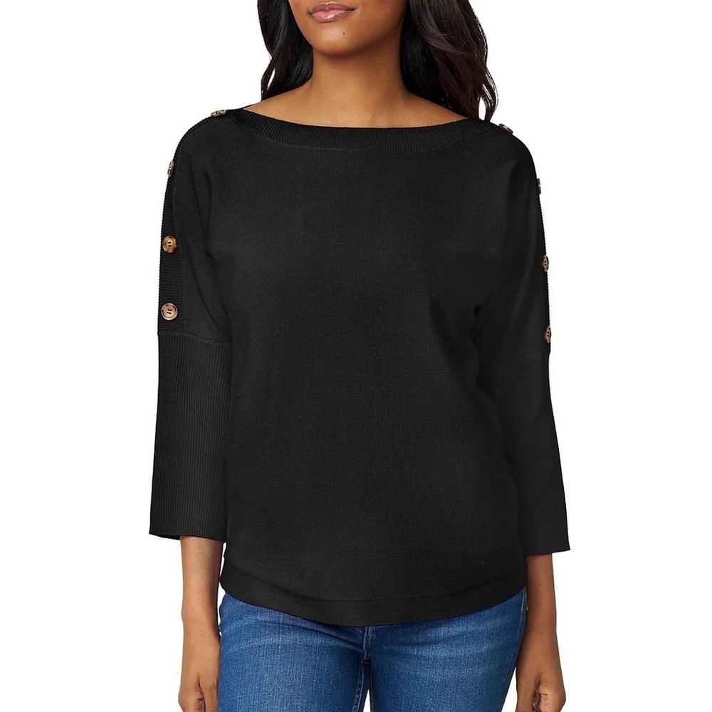 MELISSA PAIGE BUTTON-TRIM DOLMAN-SLEEVE SWEATER